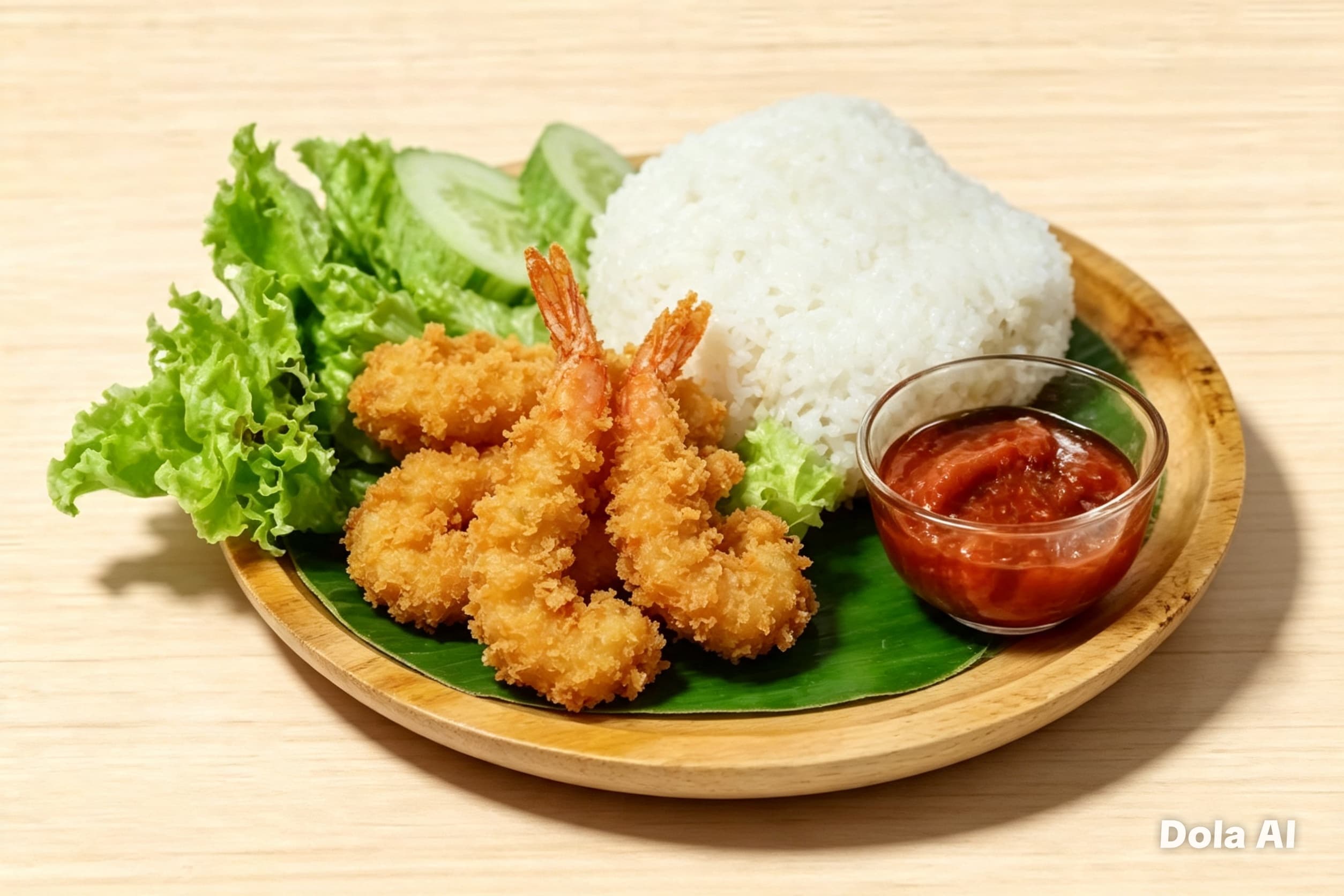 Nasi Putih Udang Tepung